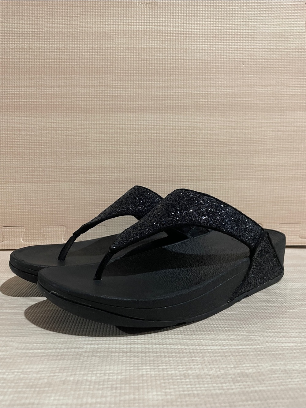 Women’s Black FitFlop Lulu Shimmerglitz Toe Post Sandals